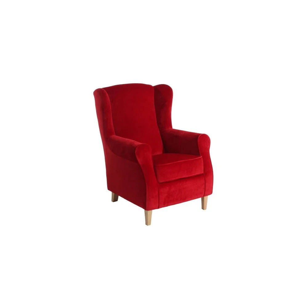 Červené křeslo ušák Max Winzer Lorris Velour Red v:1056038