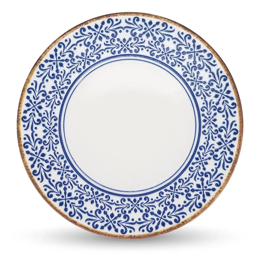 Bílý/modrý servírovací porcelánový talíř ø 32 cm Azul – BonBistro v:1934962