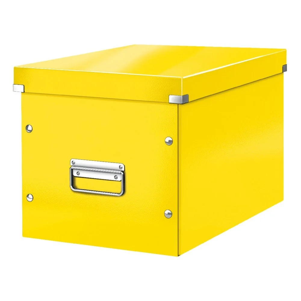 Žlutý kartonový úložný box s víkem Click&Store v:1369835