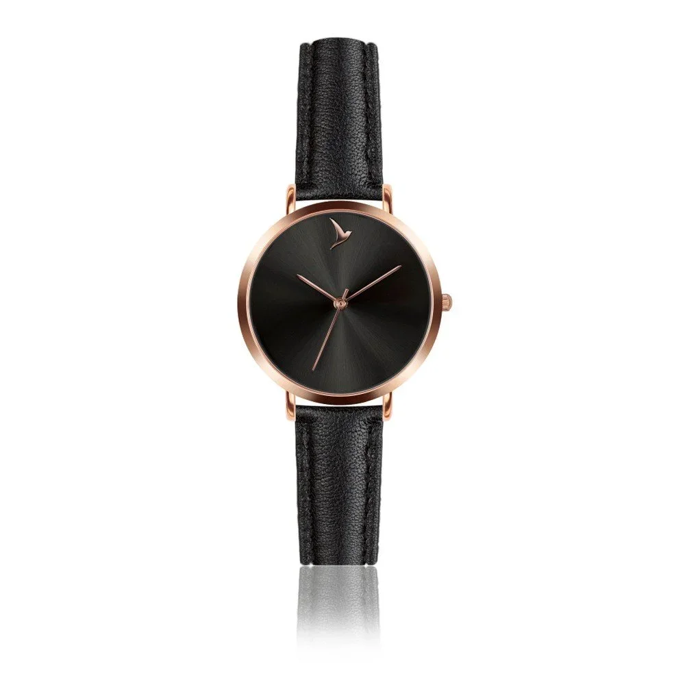 Dámské hodinky s černým páskem z pravé kůže Emily Westwood Black Mosaz v:946080