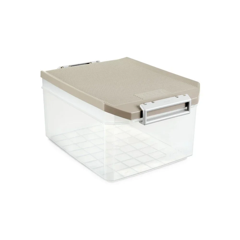 Průhledný úložný box s béžovým víkem Ta-Tay Storage Box, 14 l v:1123154