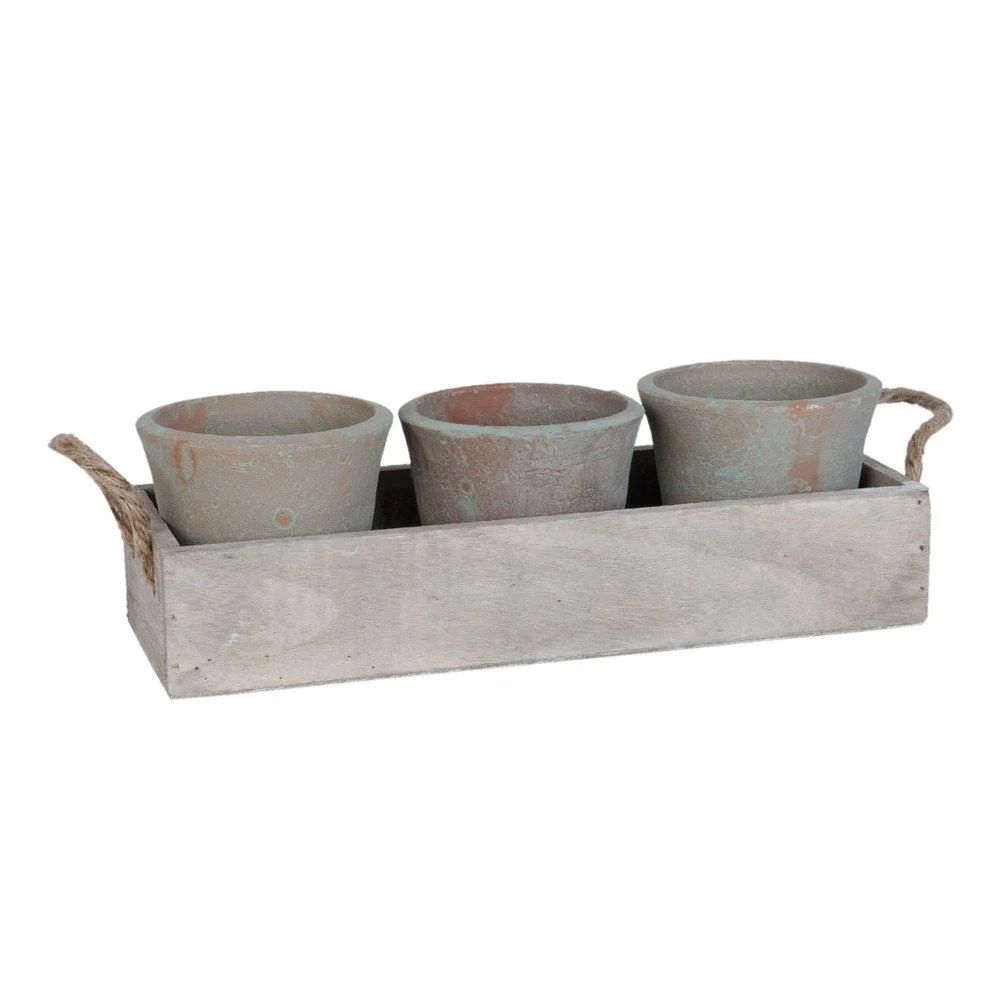 Set bedýnky a 3 květináči Clayre & Eef Pots Rustico v:797164