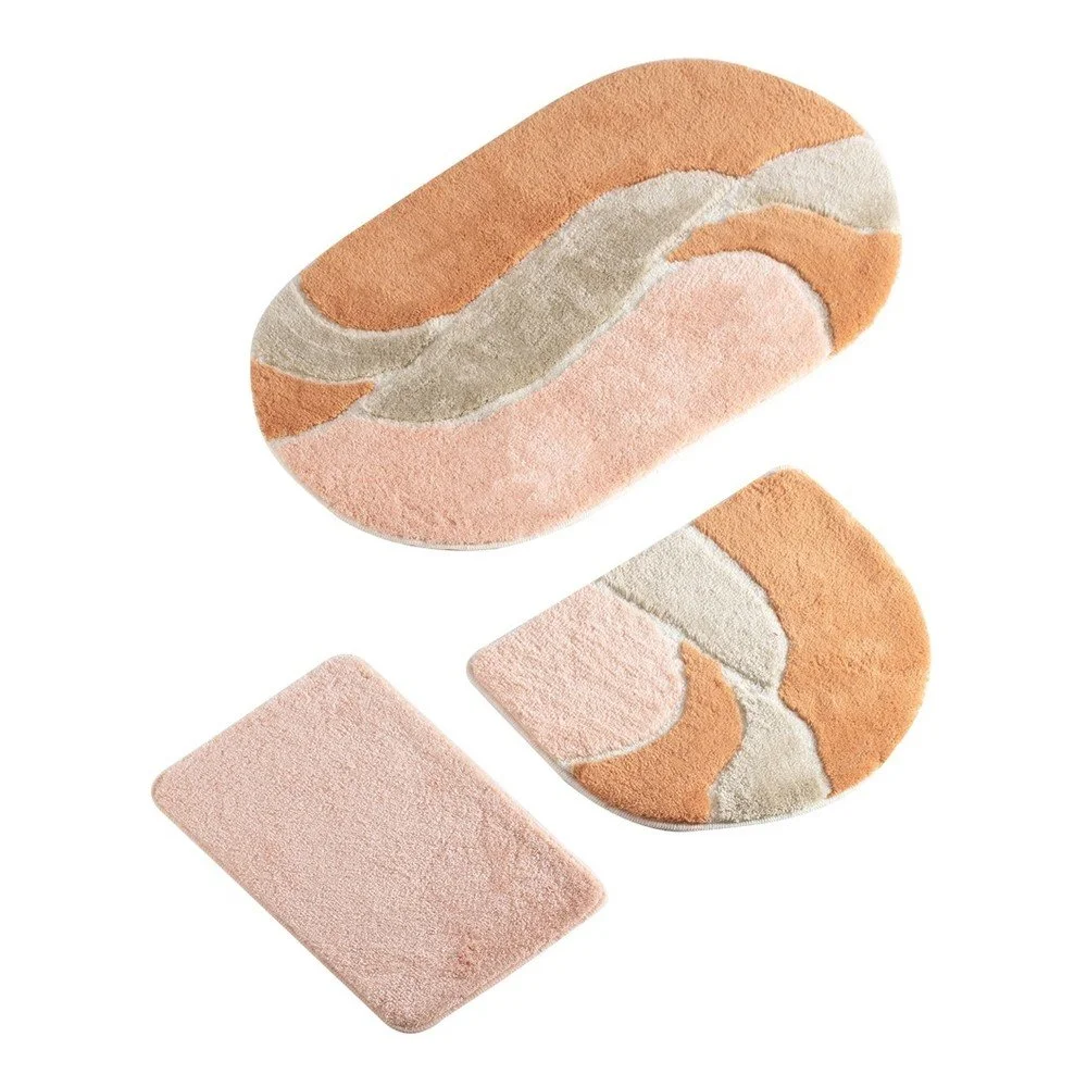 Sada 3 šedo-koupelnových předložek v lososové barvě Verge Bath Mat Lento v:1156188