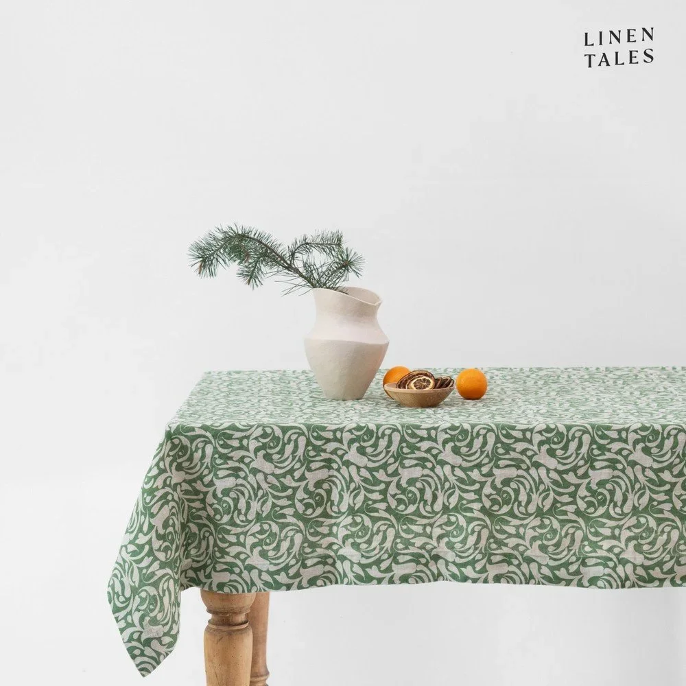 Lněný ubrus 140x200 cm Evergreen Damask – Linen Tales v:1806016
