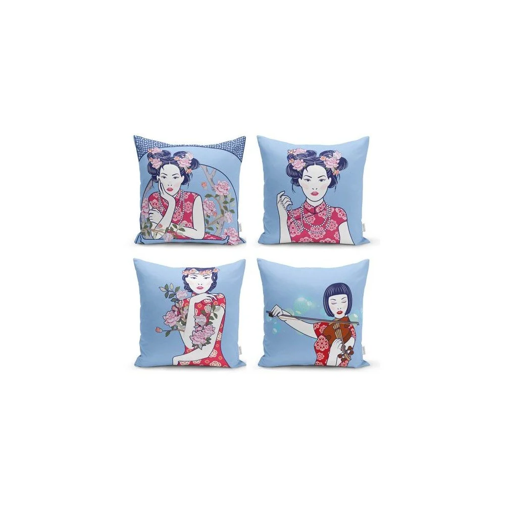 Sada 4 dekorativních povlaků na polštáře Minimalist Cushion Covers Eastern Culture, 45 x 45 cm v:1371981