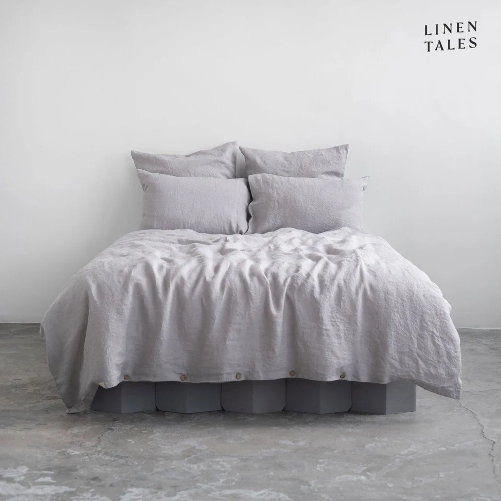 Světle šedé lněné prodloužené povlečení na jednolůžko 165x220 cm – Linen Tales v:1538034