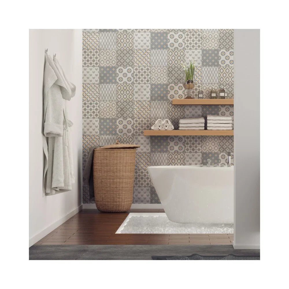 Sada 9 nástěnných samolepek Ambiance Wall Decal Scandinavian Cement Tile Samtida, 10 x 10 cm v:1204534
