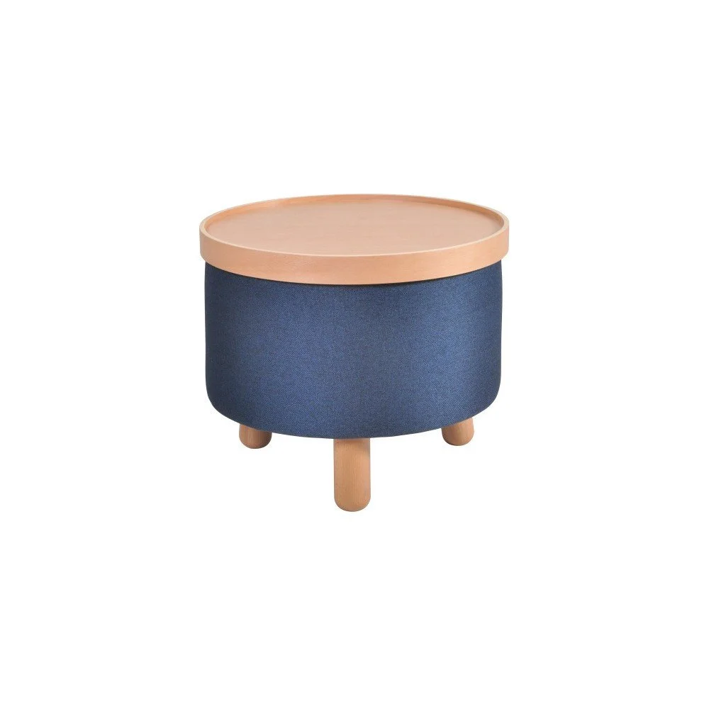 Modrá stolička s detaily z bukového dřeva a odnímatelnou deskou Garageeight Molde, ⌀ 50 cm v:692248