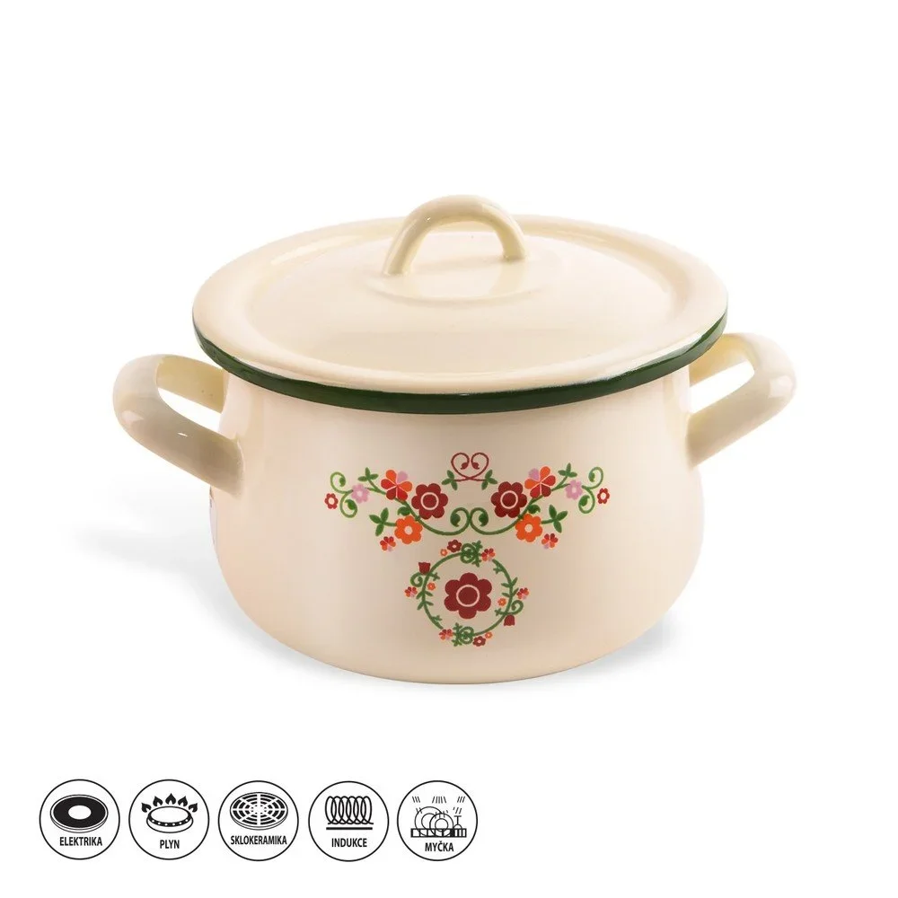 Smaltovaný hrnec s poklicí Orion Roba, ⌀ 18 cm v:1164180