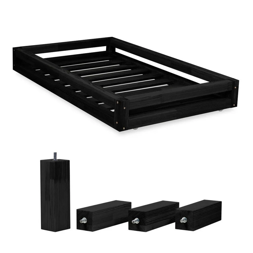 Set černé zásuvky pod postel a 4 prodloužených nohou Benlemi, pro postel 90 x 200 cm v:1118378