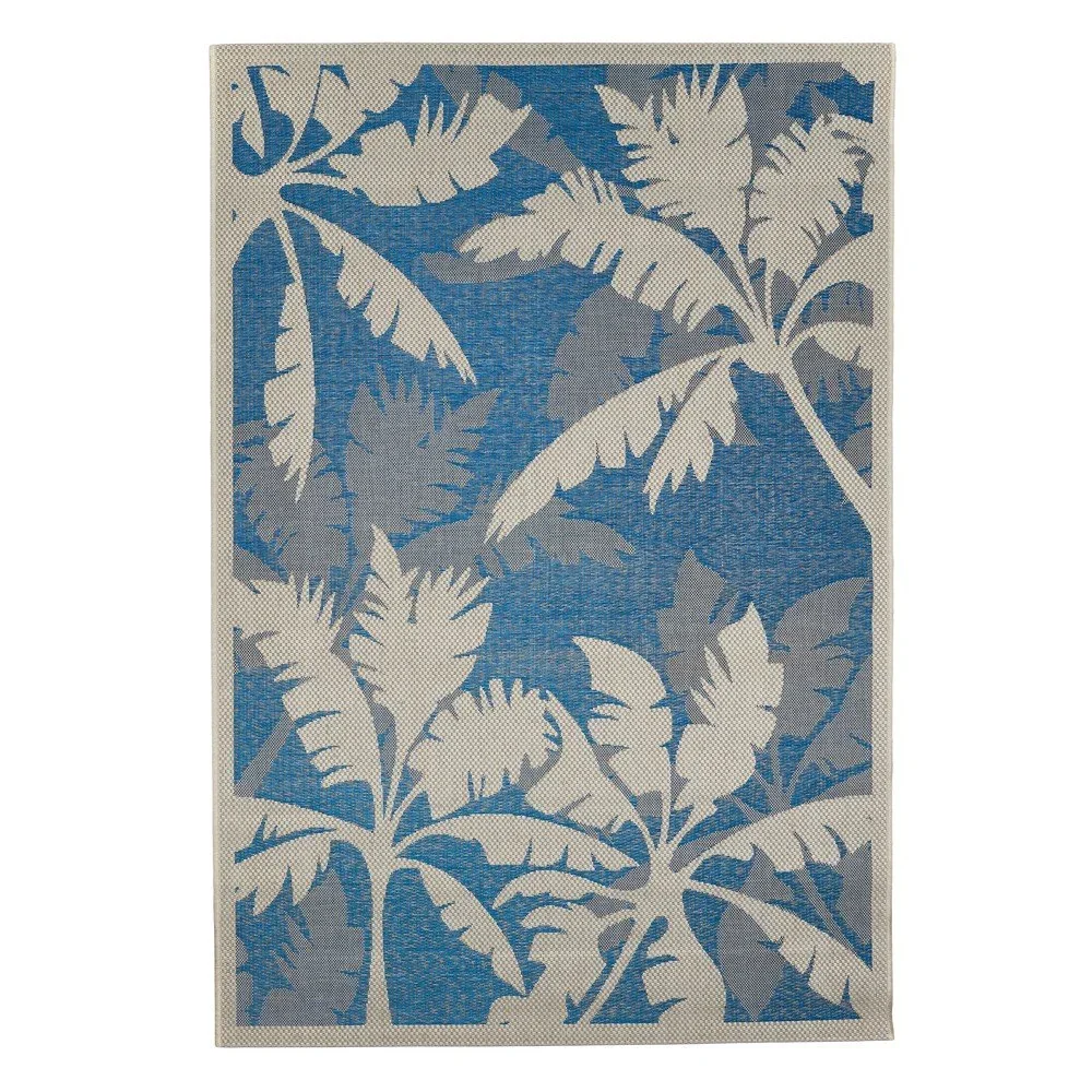 Modro-šedý venkovní koberec Floorita Palms, 160 x 230 cm v:1039982