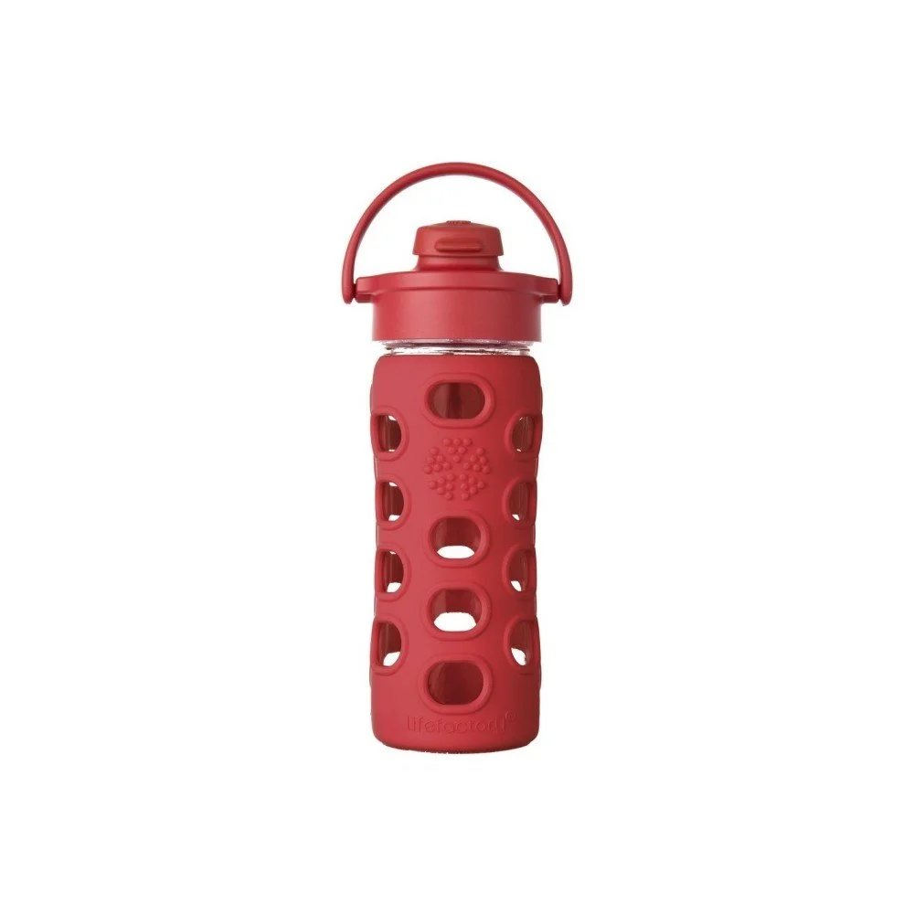 Skleněná lahev na vodu se silikonovým chráničem Lifefactory Flip Strawberry, 350 ml v:877044