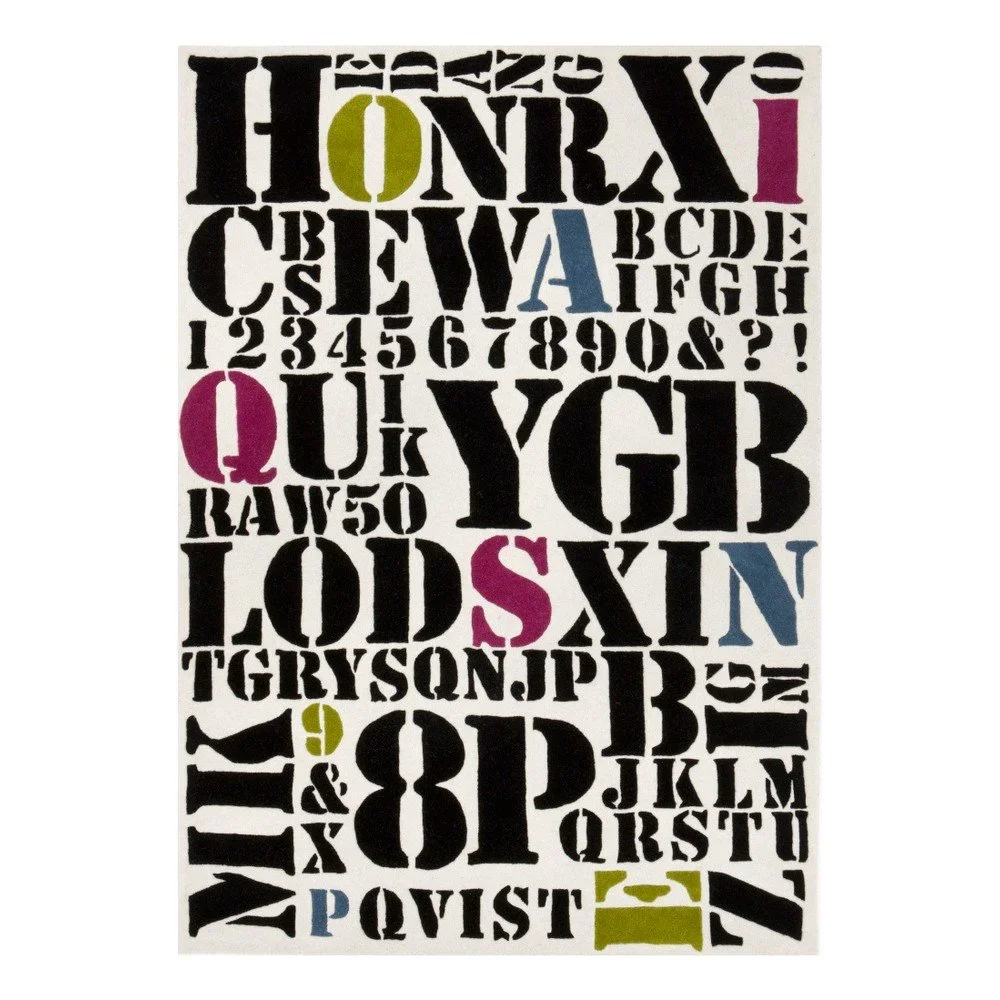 Ručně tuftovaný vlněný koberec Linie Design Words, 50 x 80 cm v:810272