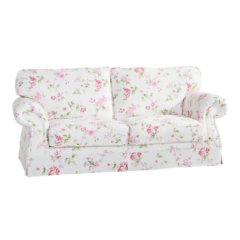 Růžovobílá květovaná pohovka Max Winzer Mina, 197 cm v:908700