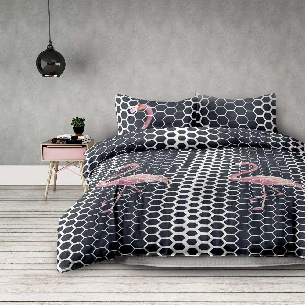 Povlečení z mikrovlákna na dvoulůžko AmeliaHome Flamingo Dark, 200 x 200 cm + 80 x 80 cm v:1138402