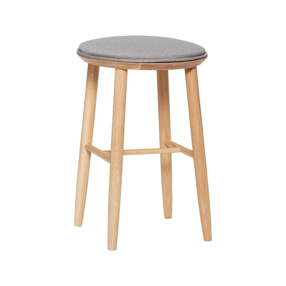 Barová stolička z dubového dřeva s polstrovaným sedákem Hübsch Oak Bar Stool, výška 52 cm v:1260040