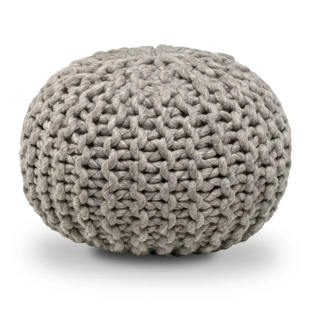 Béžový vlněný puf na sezení HF Living, ⌀ 50 cm v:1018648