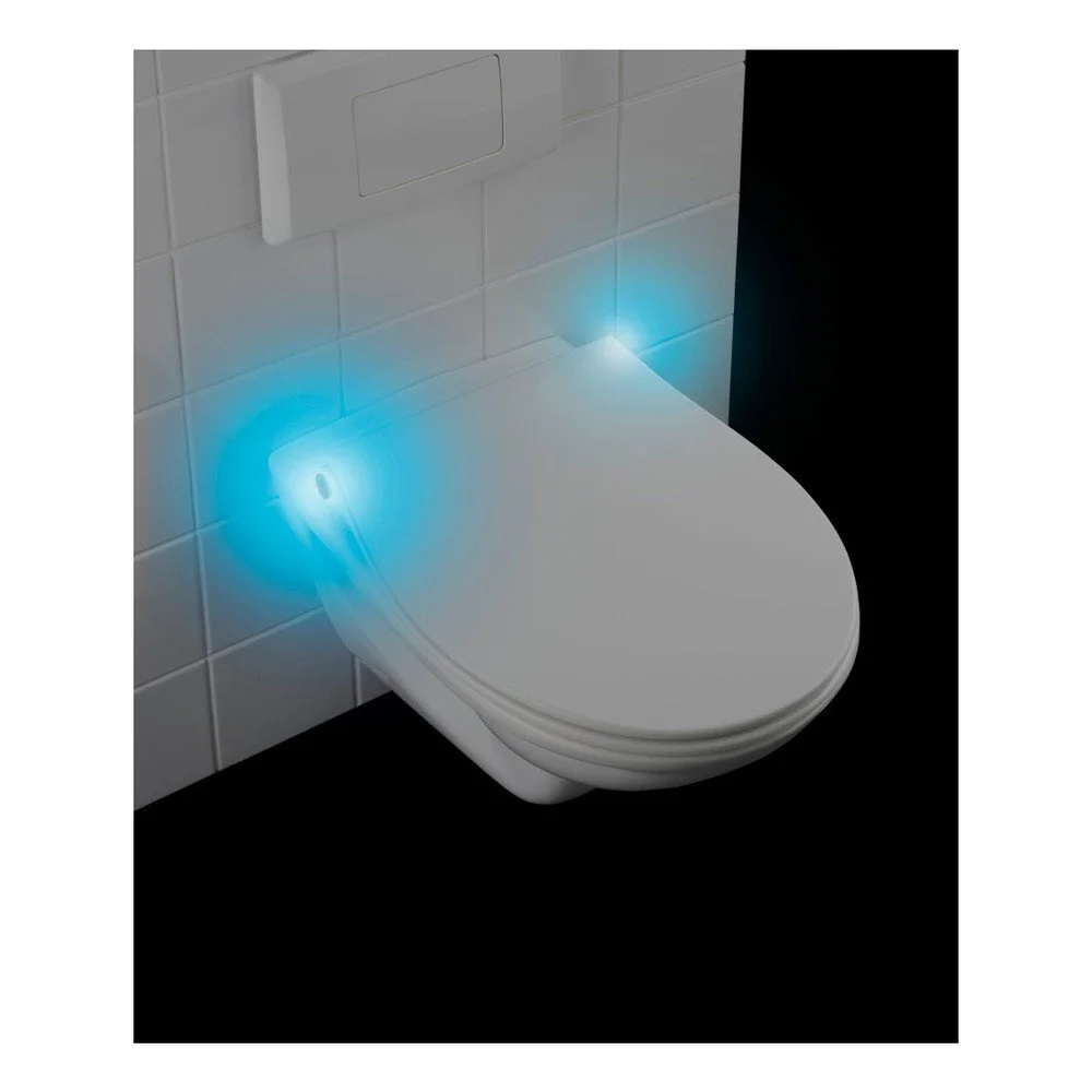 Bílé WC sedátko S LED světly a snadným zavíráním Wenko Gubbio, 44 x 36,8 cm v:1015308