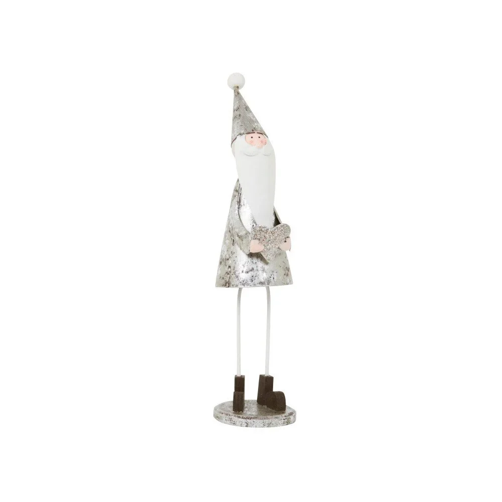 Dekorace Archipelago Silver Santa With Glitter Heart, 21,5 cm v:719056