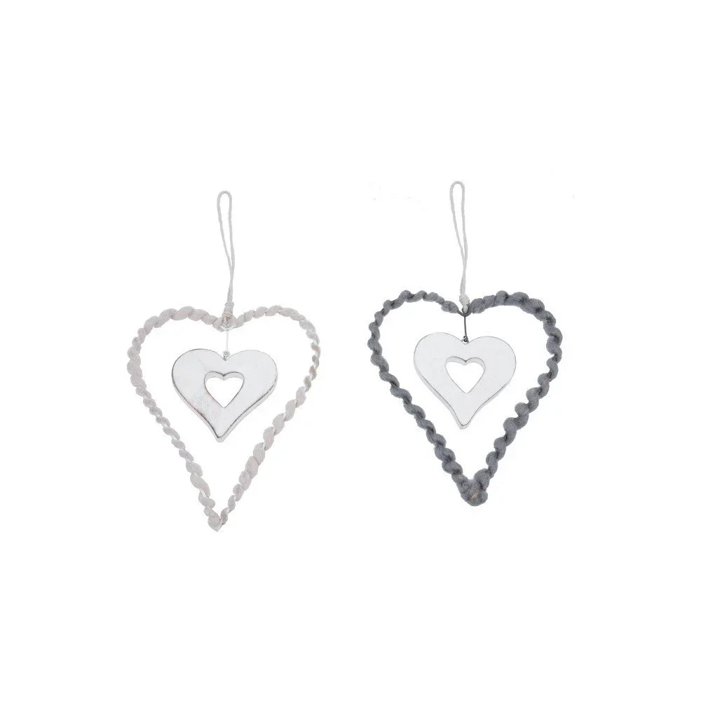 Sada 2 závěsných dekorací ve tvaru srdce Ego Dekor Heart, 19 x 17 cm v:1213128