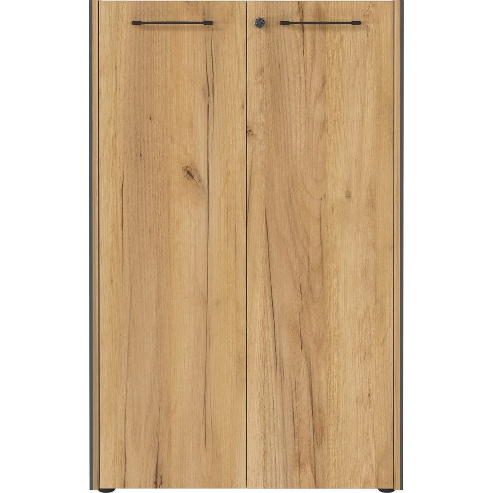 Antracitová/v přírodní barvě uzamykatelná skříňka v dekoru dubu 75x120x40 cm Podium – Germania v:1762986