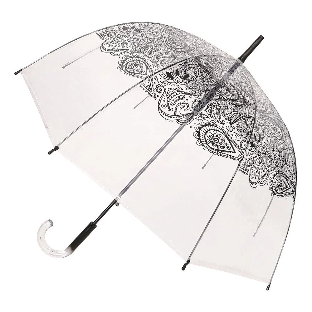 Transparentní holový deštník odolný vůči větru Ambiance Black Paisley, ⌀ 85 cm v:1361425