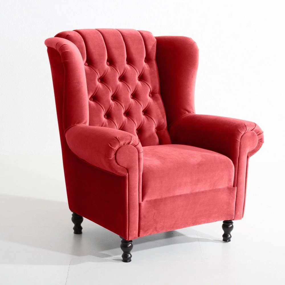 Červené sametové křeslo Max Winzer Vary Velvet v:913660