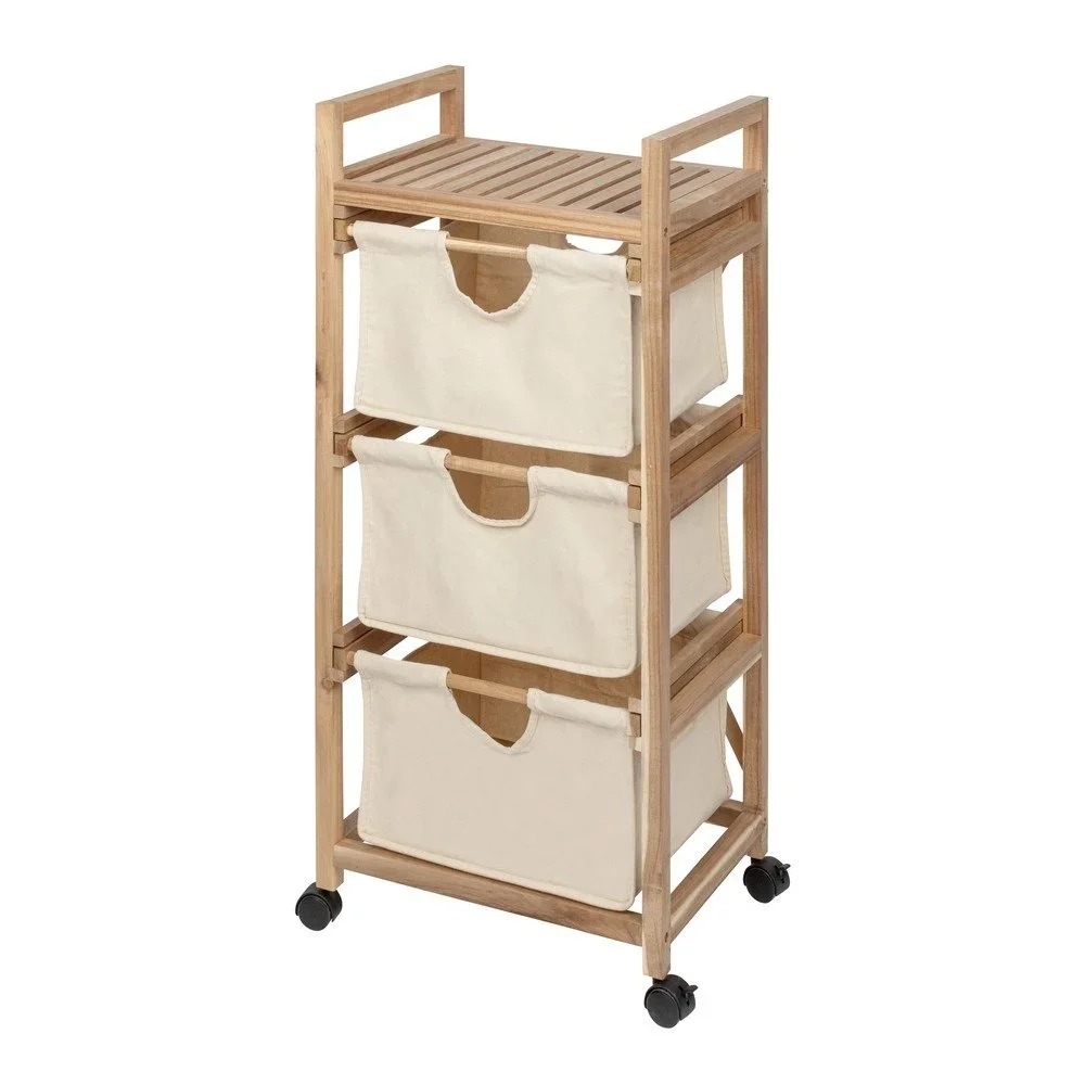 Nízká koupelnová skříňka z masivu akácie v béžovo-přírodní barvě 44x96 cm Acina – Wenko v:1394665
