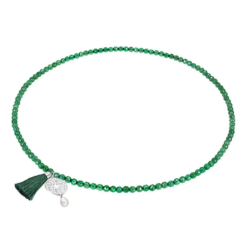 Achátový náhrdelník s přívěskem a perlou Chakra Pearls Hexagram v:743728