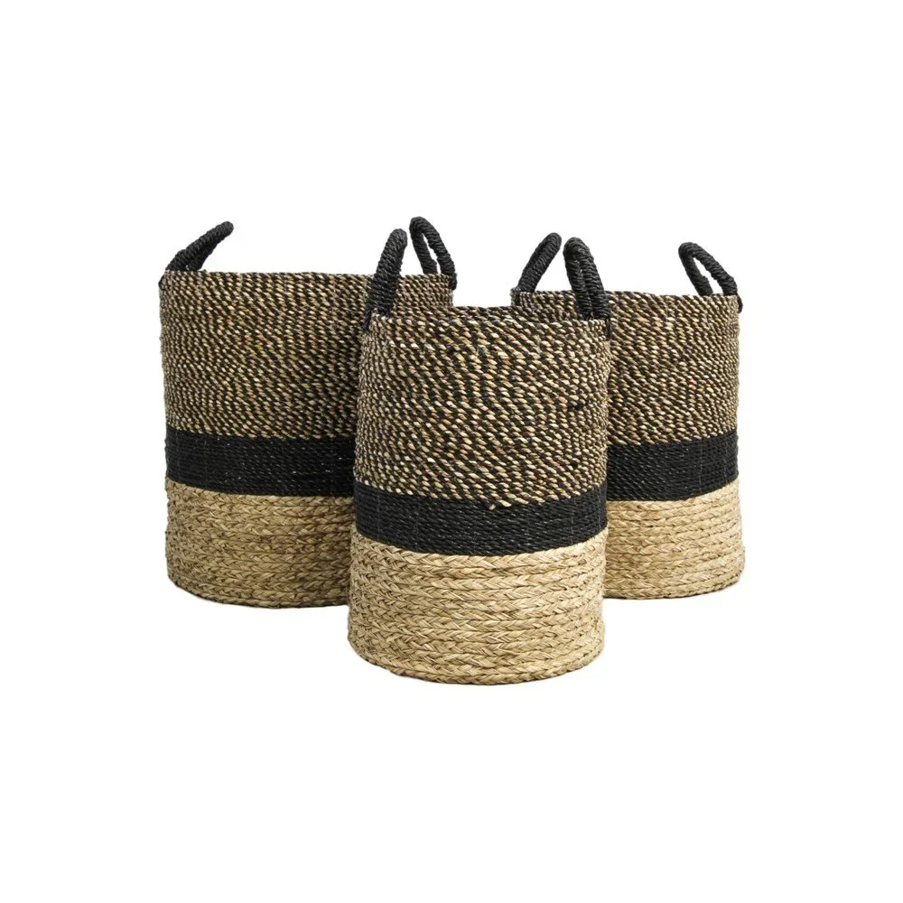 Sada 3 úložných košíků z vodního hyacintu HSM collection Natural Black v:1286484