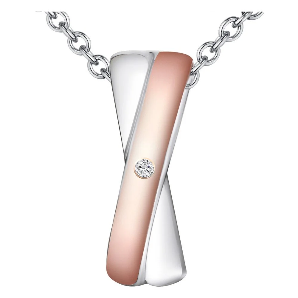 Stříbrný náhrdelník s detaily v barvě růžového zlata s pravým diamantem Tess Diamonds Albina, délka 40 cm v:910772