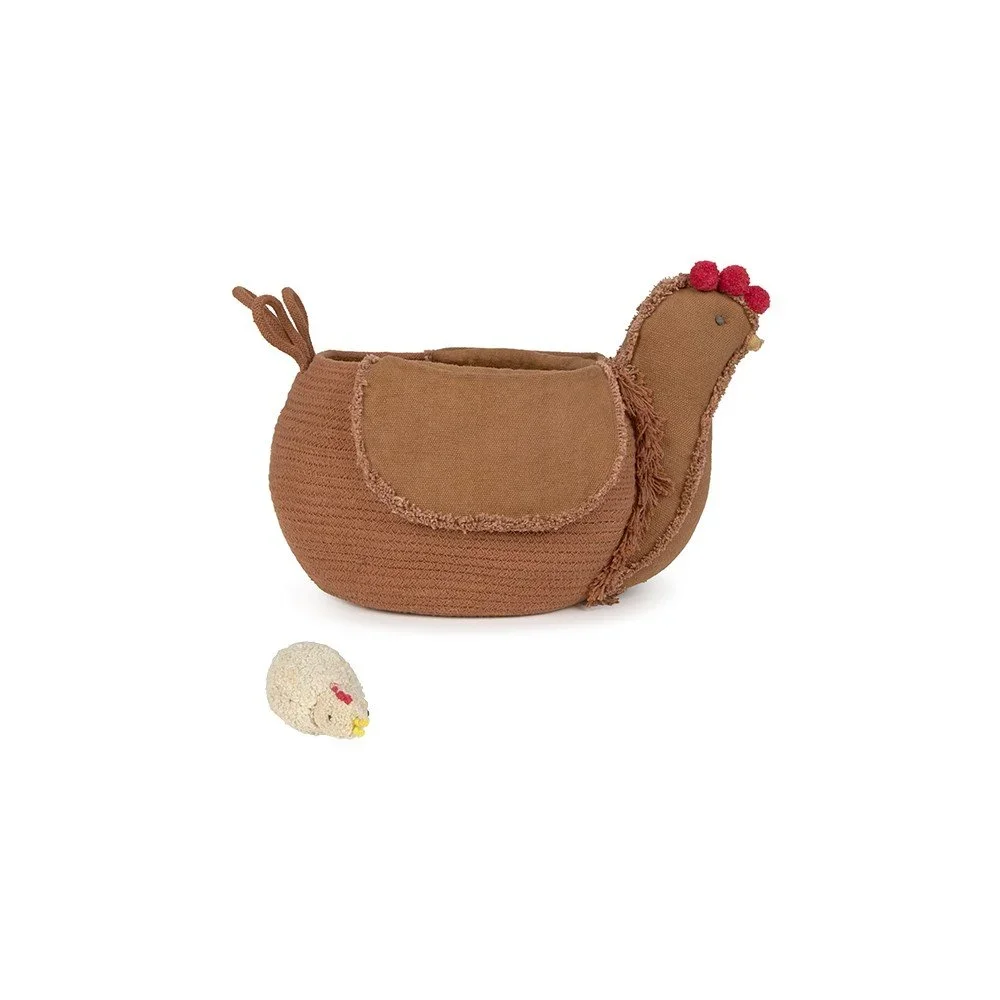 Hnědý látkový dětský koš na hračky 48x32x29 cm Chicken Toffee – Lorena Canals v:1752898